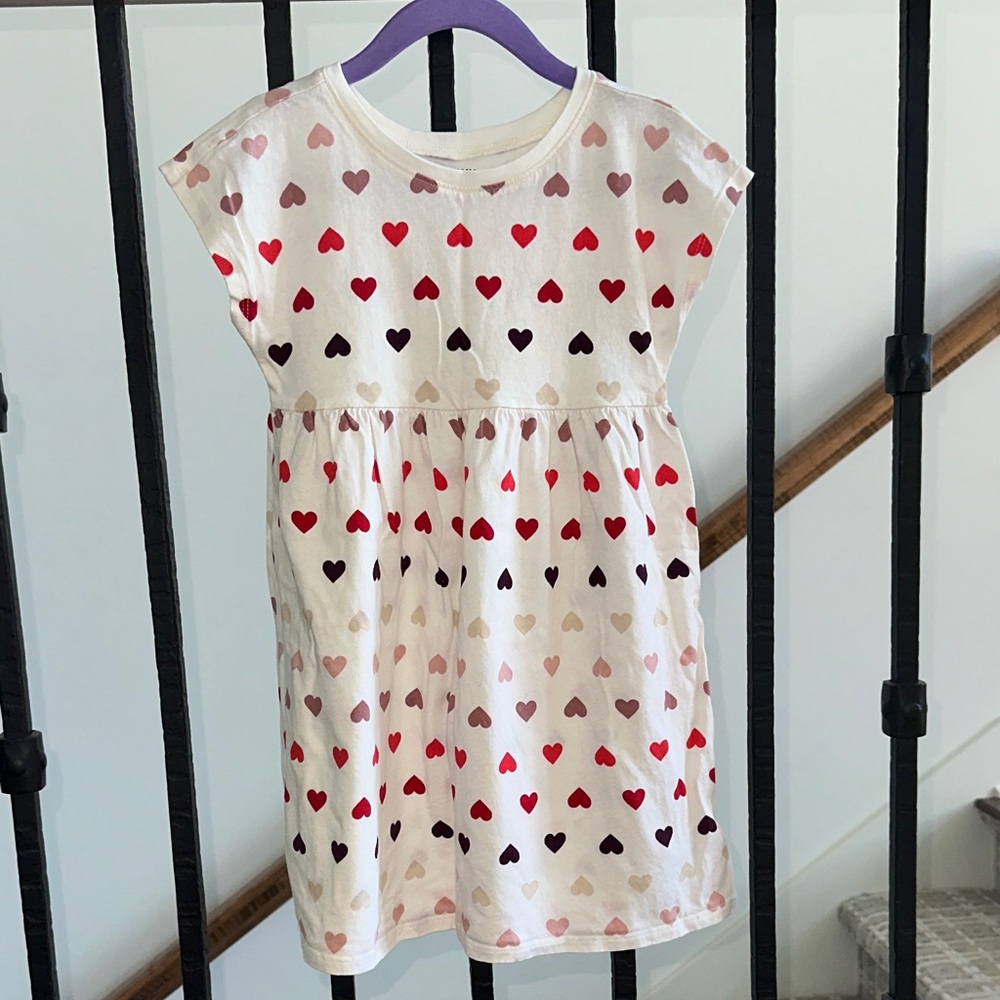 Old Navy White Dress with Red and Pink Hearts